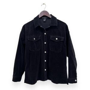 Forever 21 Black Corduroy Snap Down Shacket Size Small